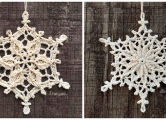 Winter Flower Snowflake Crochet Free Patterns - Christmas Snowflake Ornament Free #Crochet; Patterns