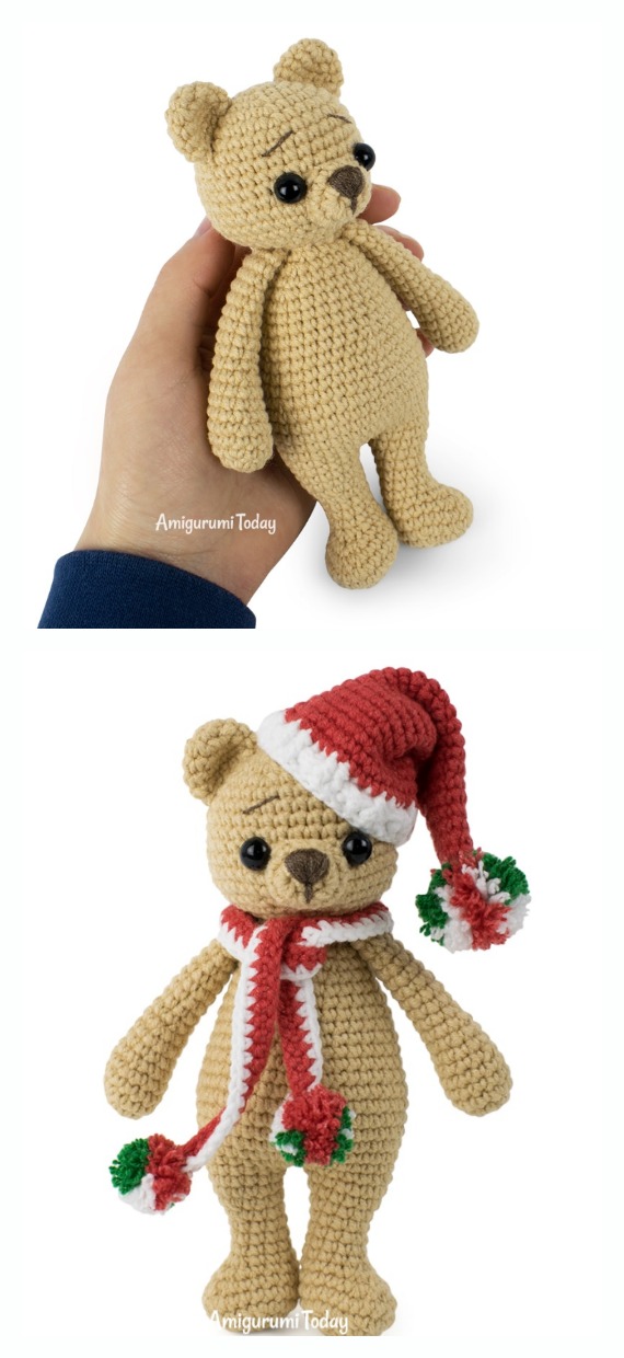 Amigurumi Christmas Bear Crochet Free Patterns- Free #Amigurumi; #Bear; Toy Softies Crochet Patterns