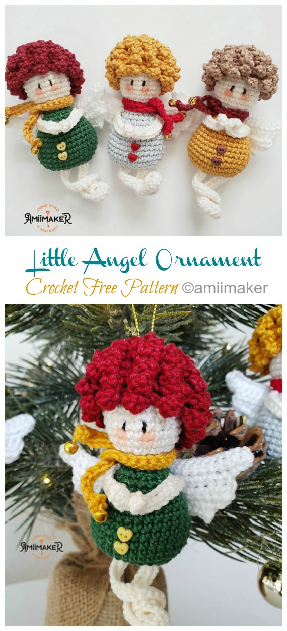 Amigurumi Little Angel Ornament Crochet Free Pattern - Crochet #Christmas; Toys #Amigurumi; Free Patterns