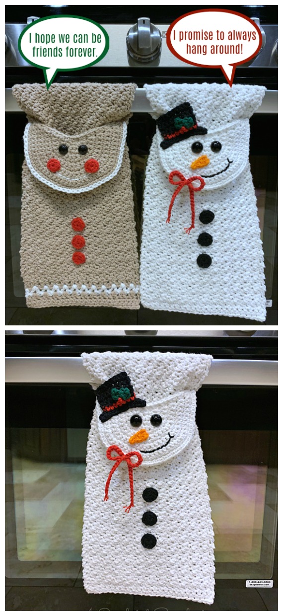 Snowman Christmas Kitchen Towel Crochet Free Patterns