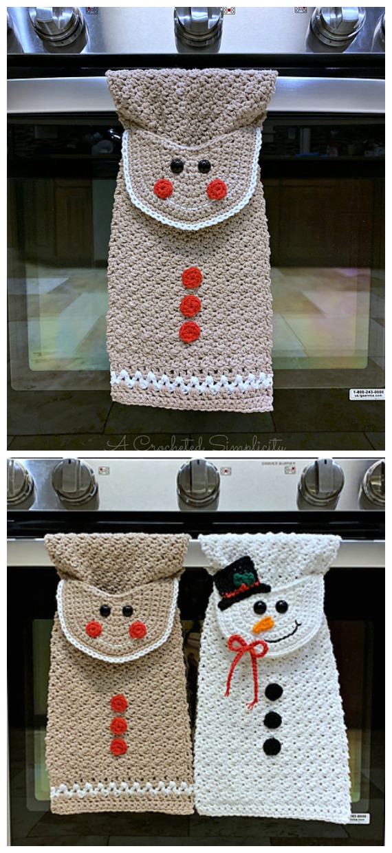 Gingerbread Man Christmas Kitchen Towel Crochet Free Patterns