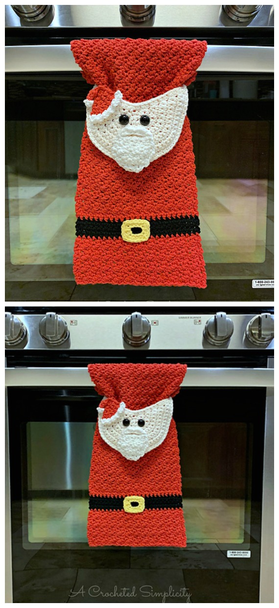 Santa Christmas Kitchen Towel Crochet Free Patterns