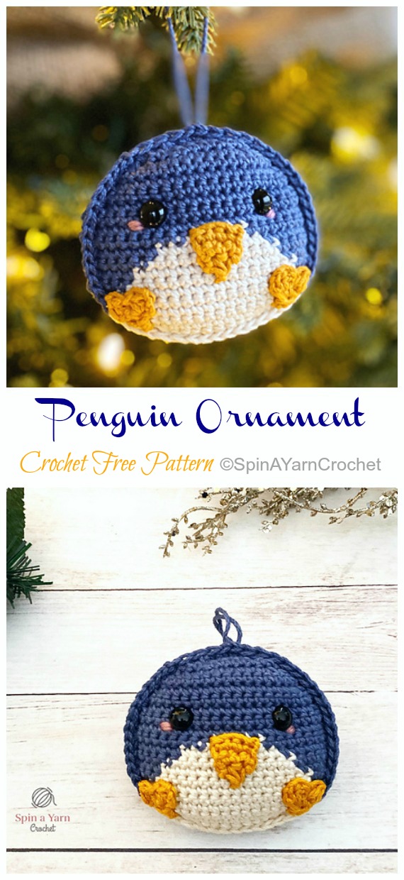 Christmas Penguin Ornament Crochet Free Pattern - Crochet #Christmas; Toys #Amigurumi; Free Patterns