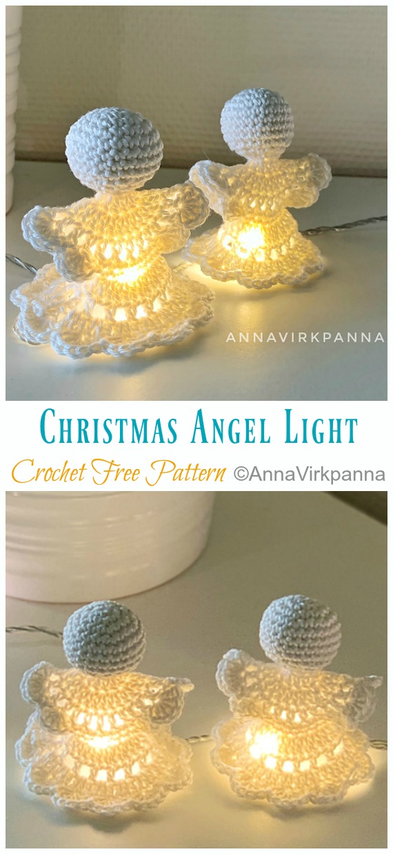 Christmas Angel Light Crochet Free Patterns- #Doll; Crochet #Amigurumi; Free Pattern