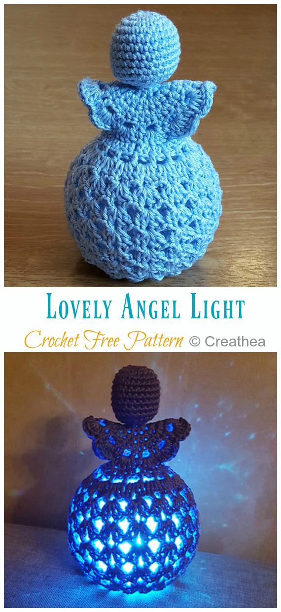 Christmas Angel Light Crochet Free Patterns- #Doll; Crochet #Amigurumi; Free Pattern