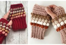 Color Bobble Fingerless Gloves Crochet Free Pattern [Video] - Mitts Fingerless Gloves Free #Crochet; Patterns