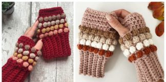 Color Bobble Fingerless Gloves Crochet Free Pattern [Video] - Mitts Fingerless Gloves Free #Crochet; Patterns