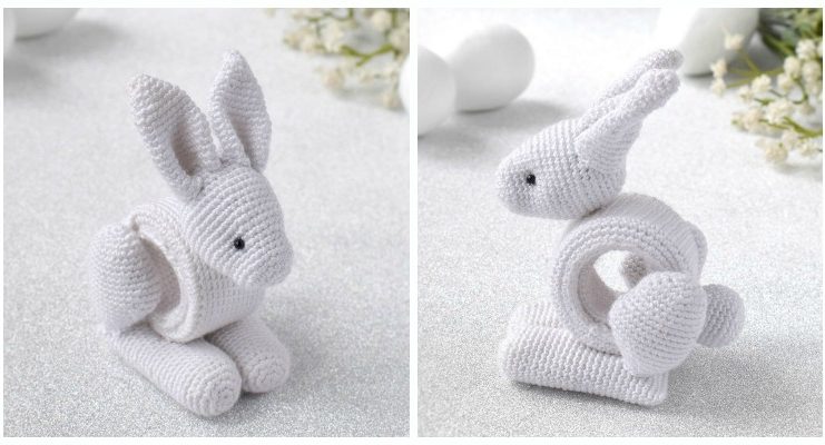 Easter Bunny Napkin Ring Crochet Free Pattern - #Amigurumi; Bunny Free Crochet Patterns