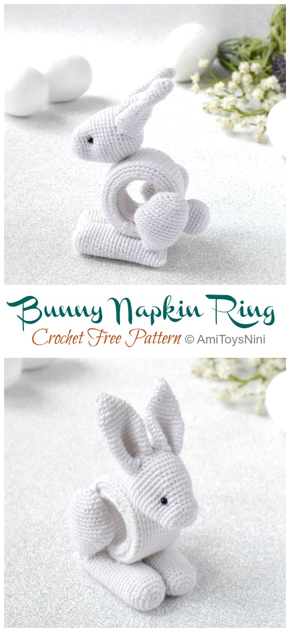 Easter Bunny Napkin Ring Crochet Free Pattern - #Amigurumi; Bunny Free Crochet Patterns