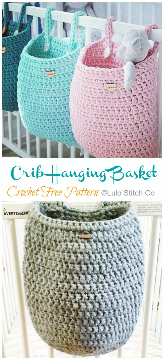 Handy Crib Basket Crochet Free Patterns - Hanging #Basket; #Crochet; Patterns