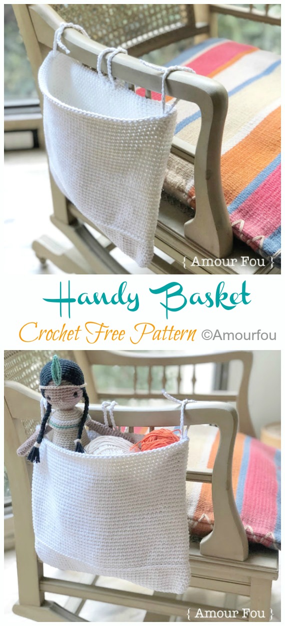 Handy Crib Basket Crochet Free Patterns - Hanging #Basket; #Crochet; Patterns