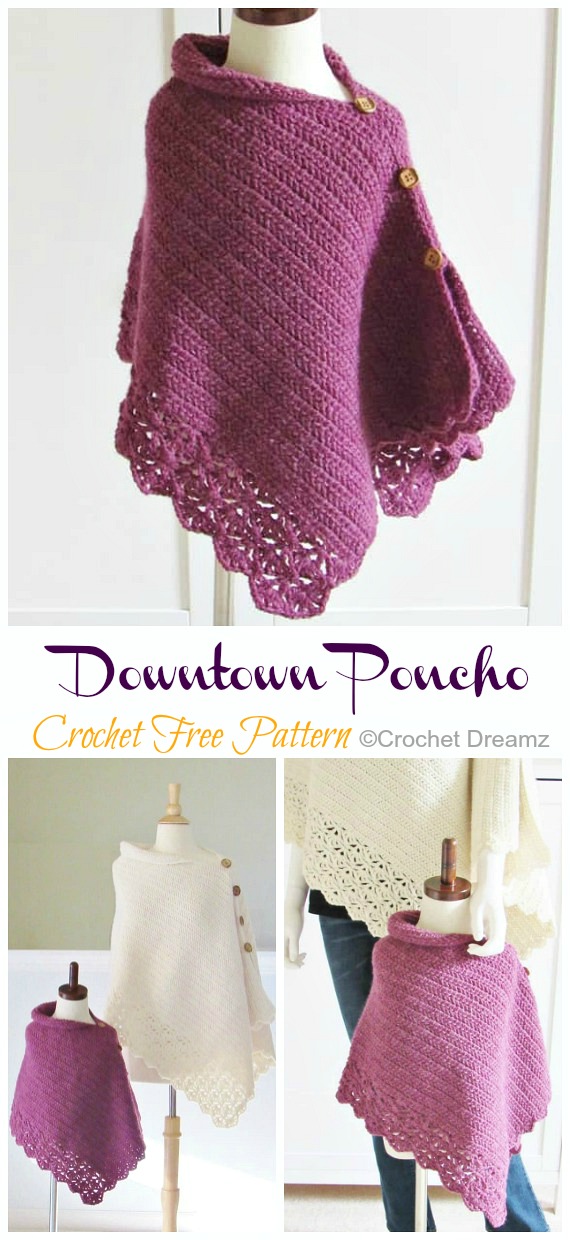 Mom and Me Downtown Poncho Crochet Free Pattern - Women #Poncho; Free #Crochet; Patterns