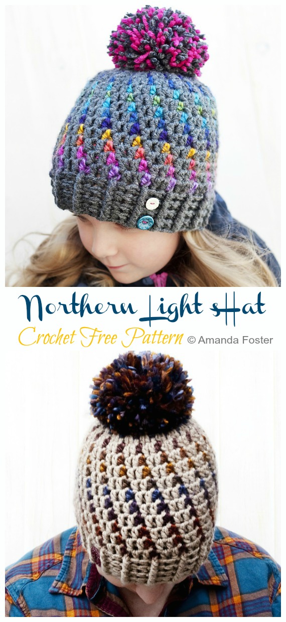 Northern Lights Beanie Hat Crochet Free Pattern - Adult Beanie #Hat; #Crochet; Free Patterns