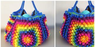 Popcorn Square Bag Crochet Free Pattern [Video] - Trendy #Handbag; Free Crochet Patterns
