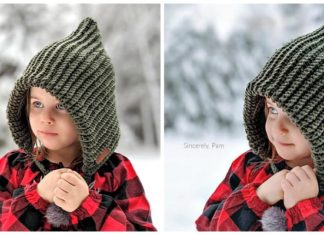 Ribbed Hood Crochet Free Pattern - Hooded #Hat; Free #Crochet;Patterns