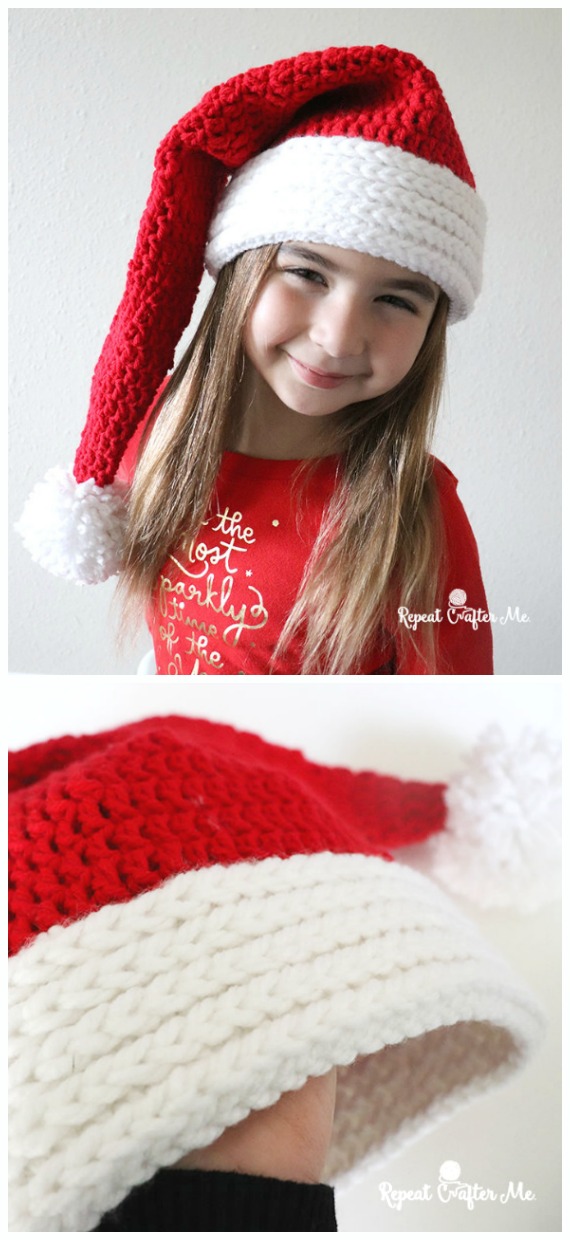 Easy Santa Hat Crochet Free Pattern - #Christmas; Hat Free #Crochet; Patterns