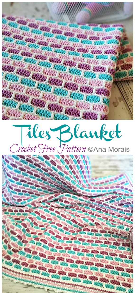 Tiles Blanket Crochet Free Pattern - Block #Blanket; Free Crochet Patterns
