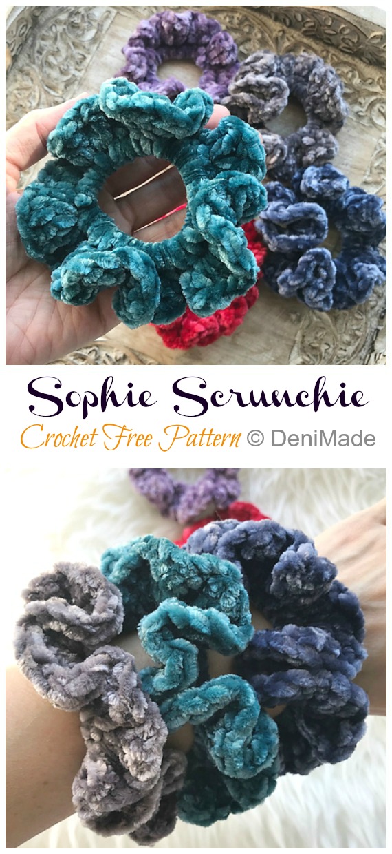Sophie Velvet Scrunchies Crochet Free Pattern - #Head; #Accessory; Free Crochet Patterns