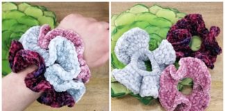 Velvet Scrunchies Crochet Free Pattern - #Head; #Accessory; Free Crochet Patterns