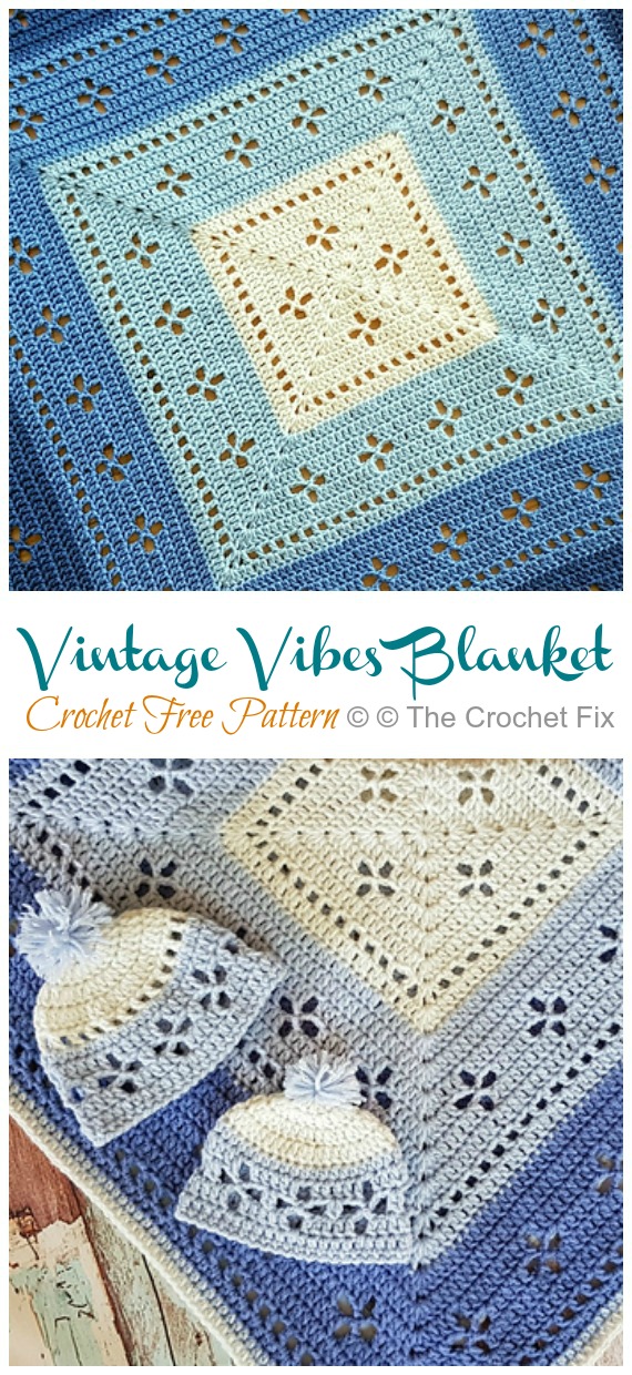 Vintage Vibes Blanket Crochet Free Pattern - #Granny; Square #Blanket; Free #Crochet; Patterns