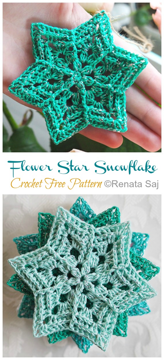 Lace Flower Snowflake Crochet Free Patterns -  Christmas Snowflake Ornament Free #Crochet; Patterns