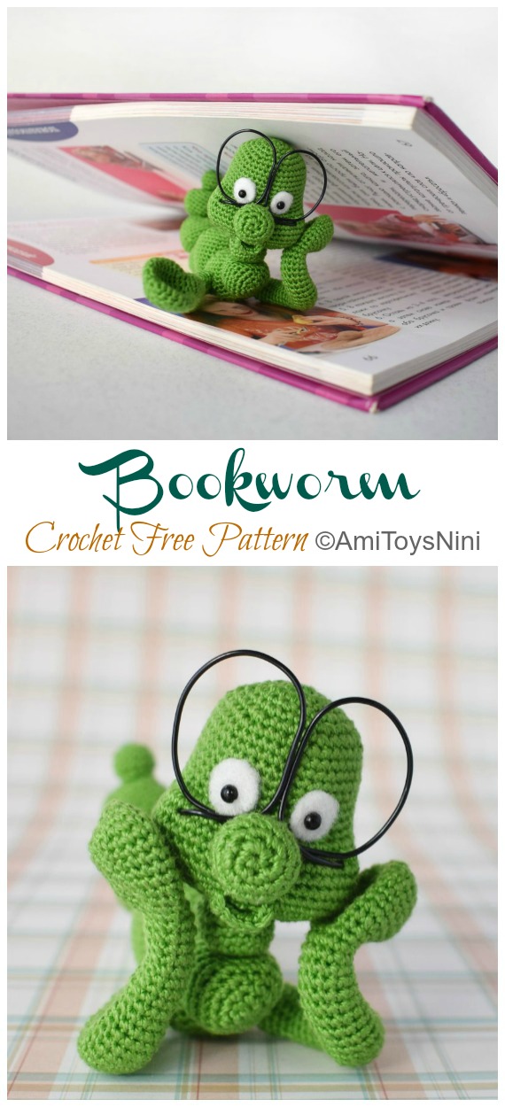 Amigurumi Bookworm Crochet Free Pattern - #Amigurumi; #Bookmark; Toy Softies Free Crochet Patterns