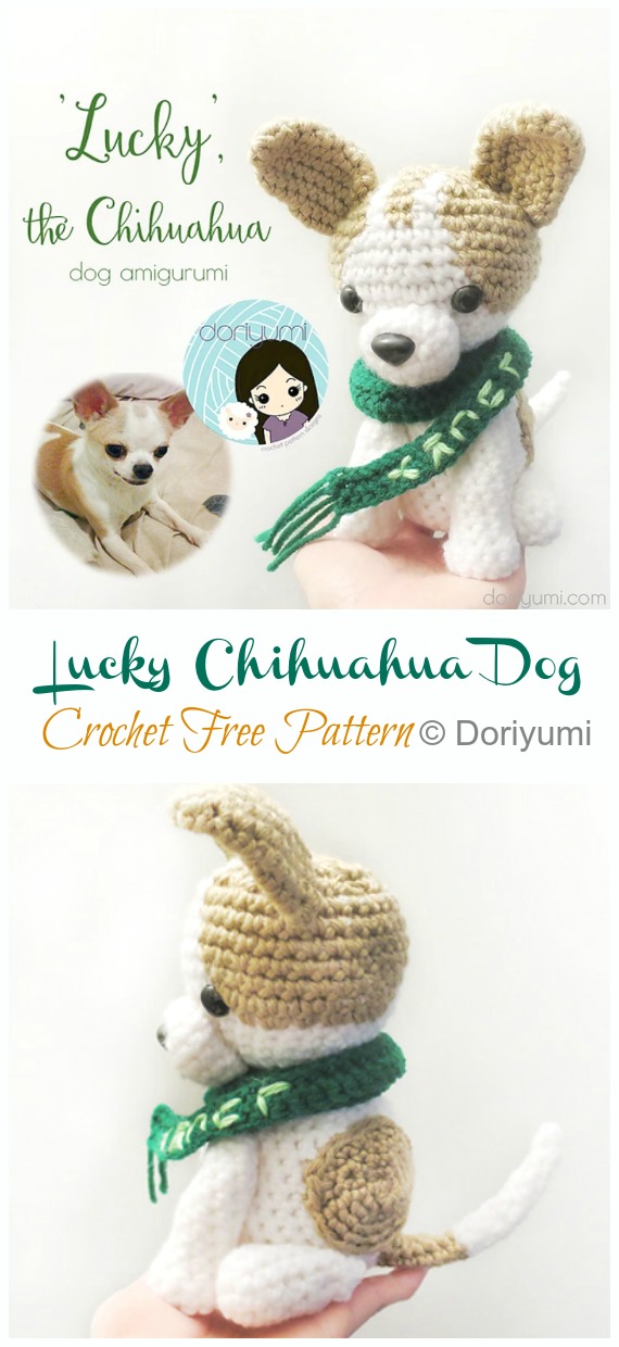 Amigurumi Lucky Chihuahua Dog Crochet Free Patterns- Crochet Dog #Amigurumi; Free Patterns