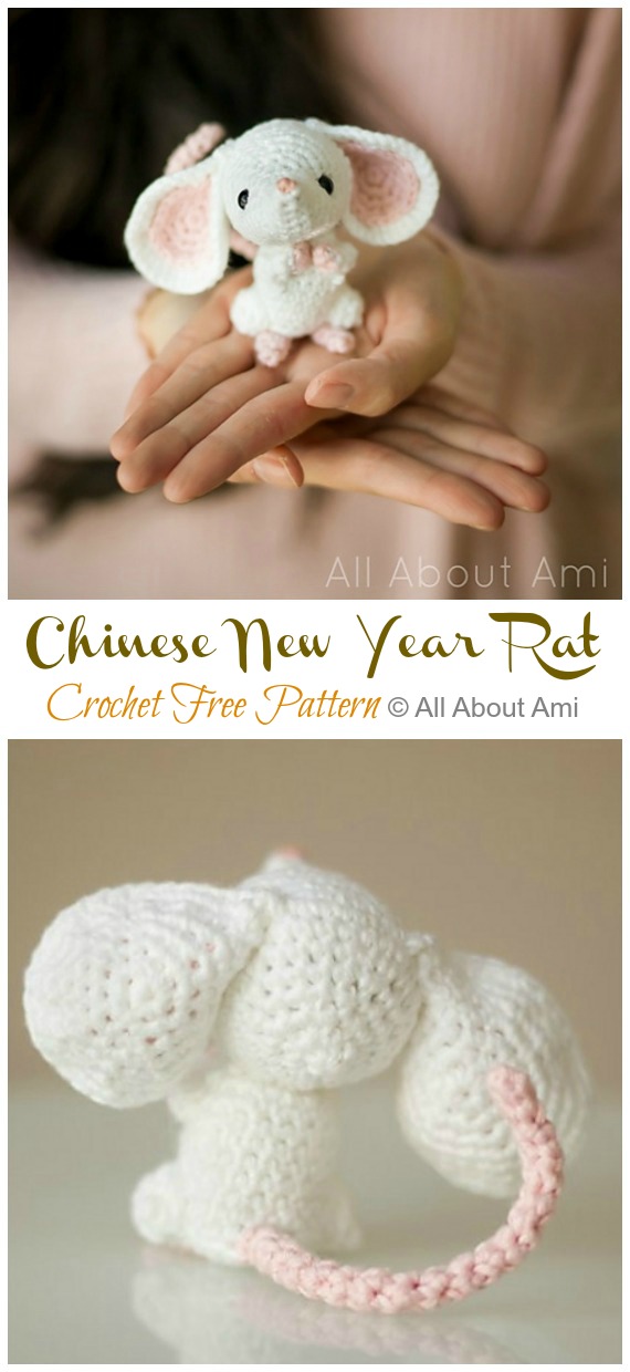 Amigurumi Chinese New Year Rat Crochet Free Pattern - Crochet #Mouse; #Amigurumi; Free Patterns