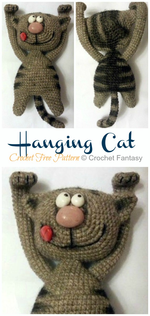 Amigurumi Hanging Cat Crochet Free Pattern - Crochet Toy #Cat; #Amigurumi; Free Patterns