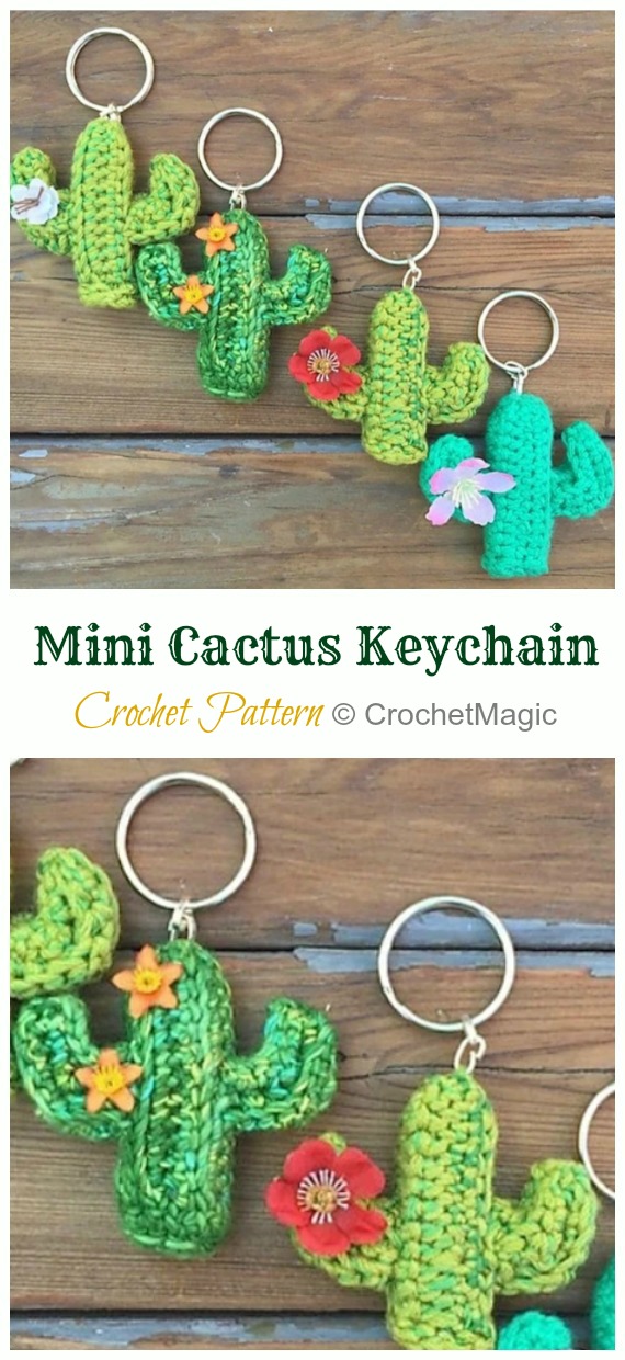 Amigurumi Mini Cactus Keychain Crochet Pattern - #Keychain #Crochet Patterns