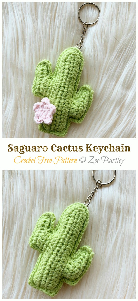 Amigurumi Plush Saguaro Cactus Keychain Crochet Free Pattern - #Keychain Free #Crochet Patterns