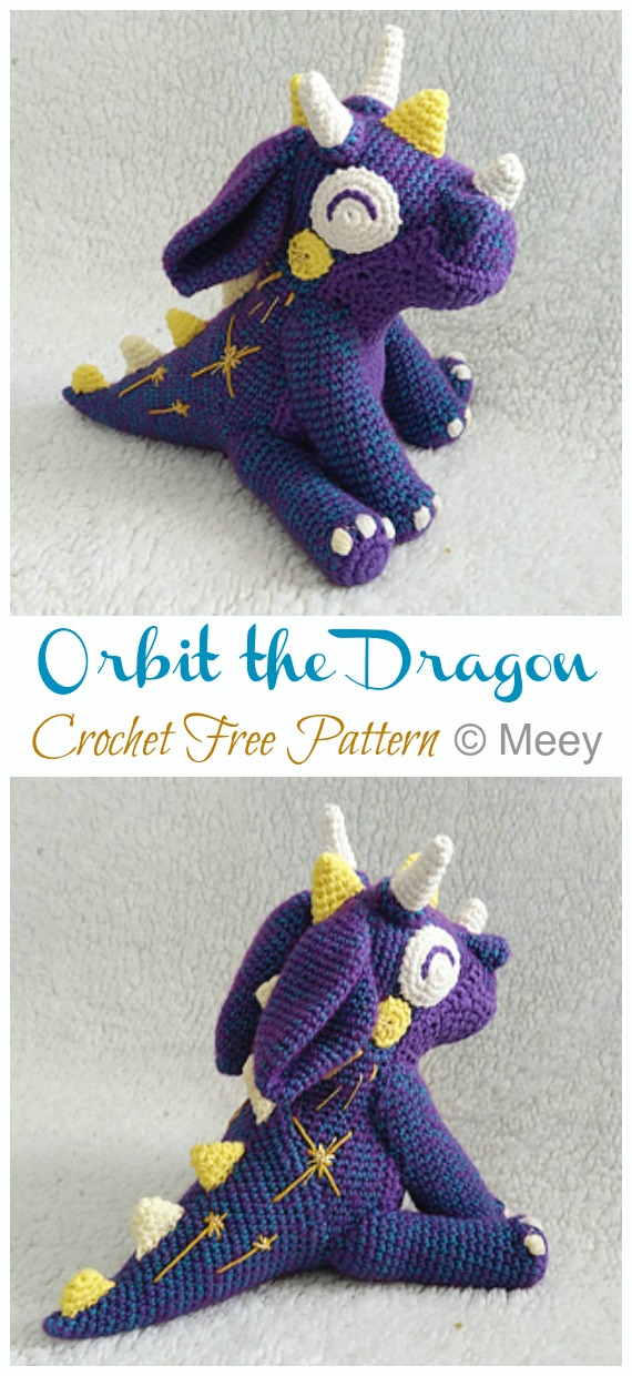 Amigurumi Orbit the Dragon Crochet Free Pattern - Free #Amigurumi; #Dragon; Toy Softies Crochet Patterns