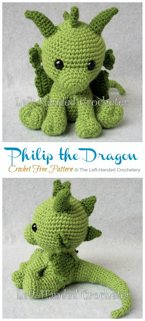 Amigurumi Philip the Dragon Crochet Free Pattern - Free #Amigurumi; #Dragon; Toy Softies Crochet Patterns