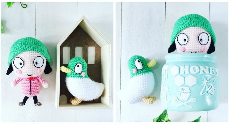 Amigurumi Doll Sarah and Duck Crochet Free Patterns - Crochet #Dolls; #Amigurumi; Free Patterns