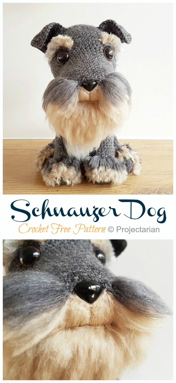 Amigurumi Schnauzer Dog Crochet Free Pattern - - Crochet Dog #Amigurumi; Free Patterns