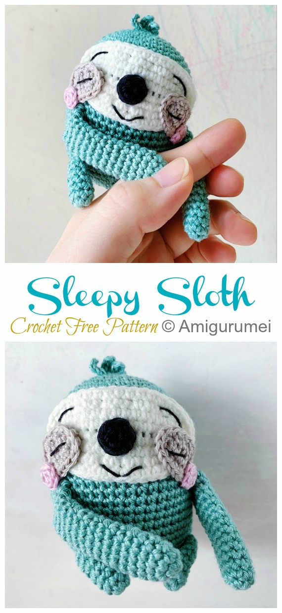 Amigurumi Sleepy Sloth Crochet Free Pattern - Free #Amigurumi; #Sloth; Toy Softies Crochet Patterns