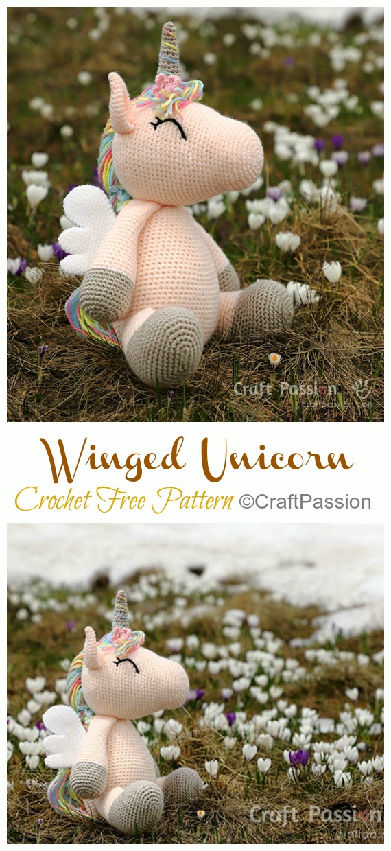 Amigurumi Winged Unicorn Crochet Free Pattern - Crochet #Unicorn; #Amigurmi; Free Pattern