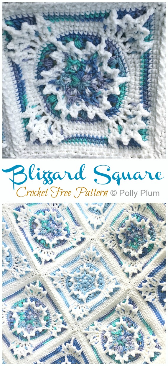 Blizzard Square Crochet Free Pattern - #Granny; Square #Blanket; Free #Crochet; Patterns