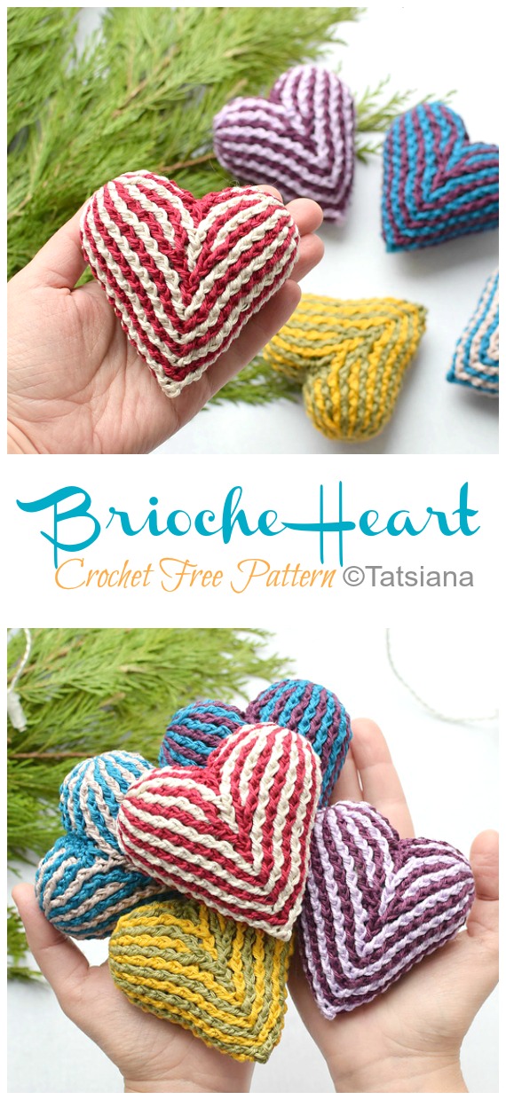 Brioche Heart Crochet Free Pattern - #Amigurumi; 3D #Heart; Free Crochet Patterns