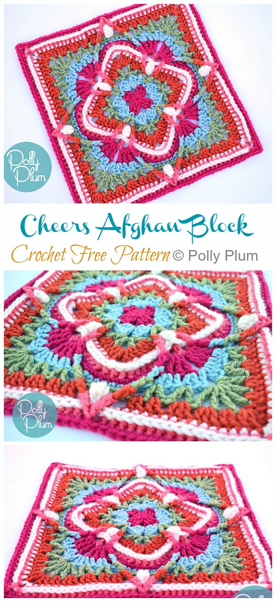 Cheers Afghan Block Crochet Free Pattern  - Afghan #Block; Square Free #Crochet; Patterns