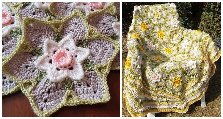 Daffodil Flower Blanket Crochet Free Pattern Crochet