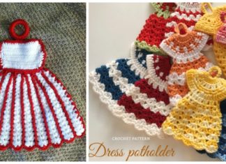 Dress Potholder Crochet Free Patterns - Hot Pad #Potholder; Free #Crochet; Pattern