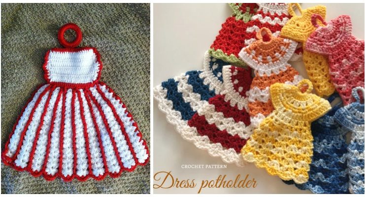 Dress Potholder Crochet Free Patterns - Hot Pad #Potholder; Free #Crochet; Pattern