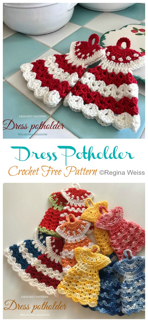 Dress Potholder Crochet Free Patterns -  - Hot Pad #Potholder; Free #Crochet; Pattern