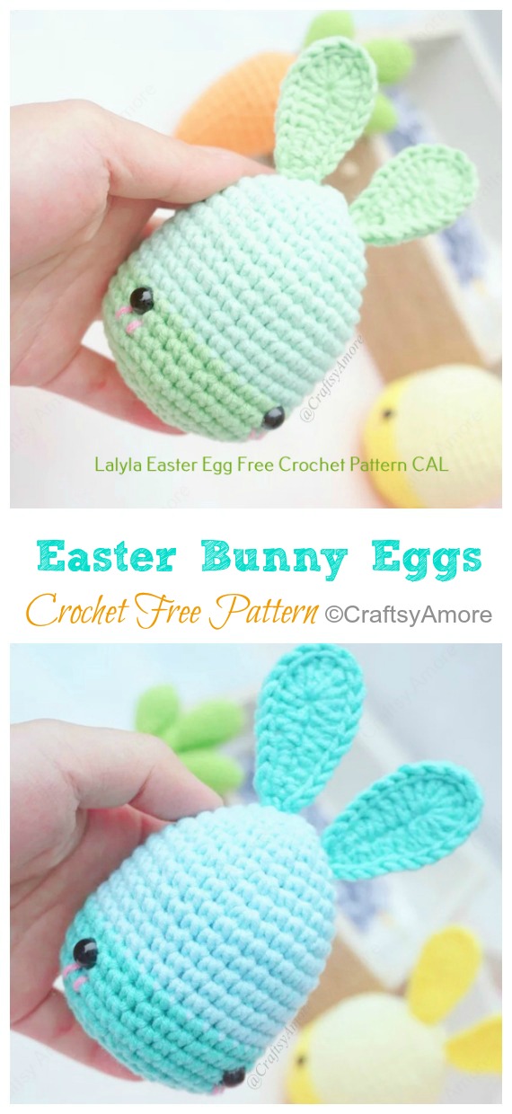 Easter Bunny Eggs Crochet Free Pattern  - #Amigurumi; Bunny Free Crochet Patterns