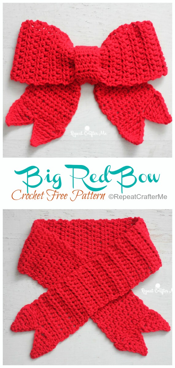 Big Red Bow Crochet Free Patterns - #Christmas; Gift Free #Crochet; Patterns