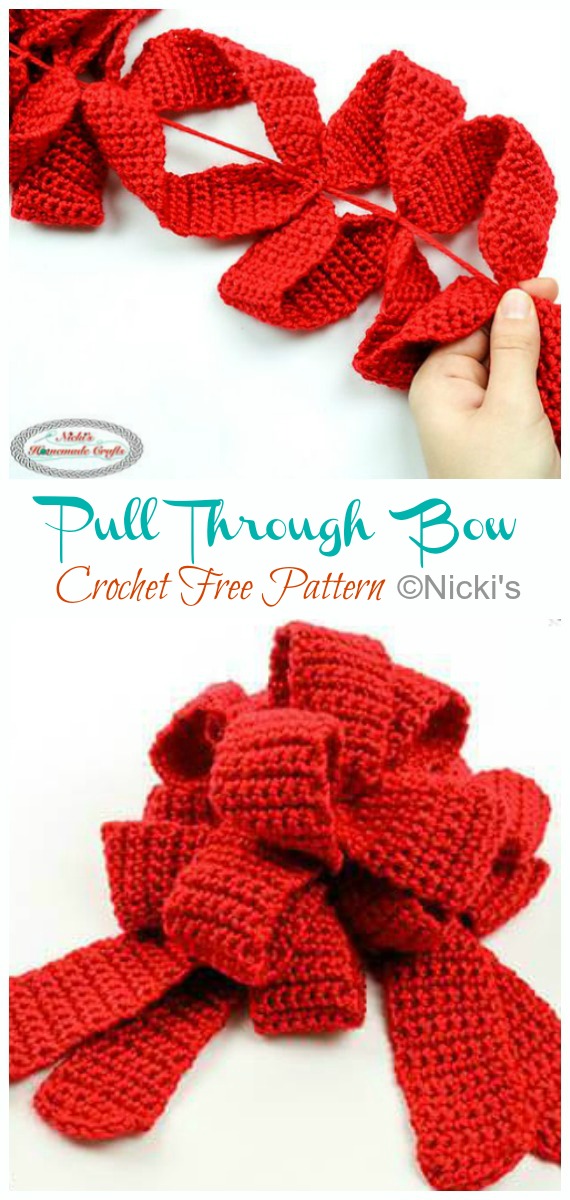 Description Pull Through Bow Crochet Free Patterns - #Christmas; Gift Free #Crochet; Patterns