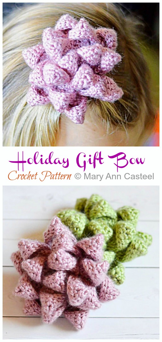 Holiday Gift Bow Topper Crochet Patterns - #Christmas; Gift #Crochet; Patterns
