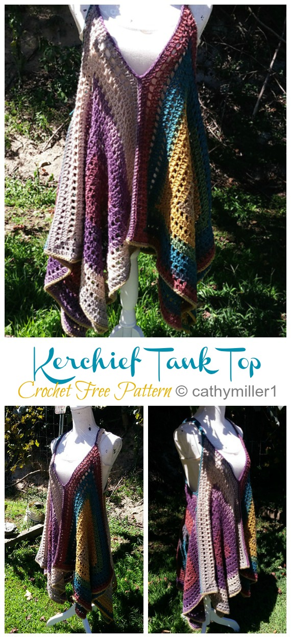 Kanata Kerchief Tank Top Crochet Free Pattern - Women Summer #Top Free #Crochet; Patterns