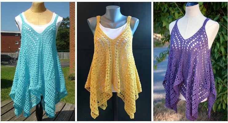 Kanata Kerchief Tank Top Crochet Free Pattern - Women Summer #Top Free #Crochet; Patterns